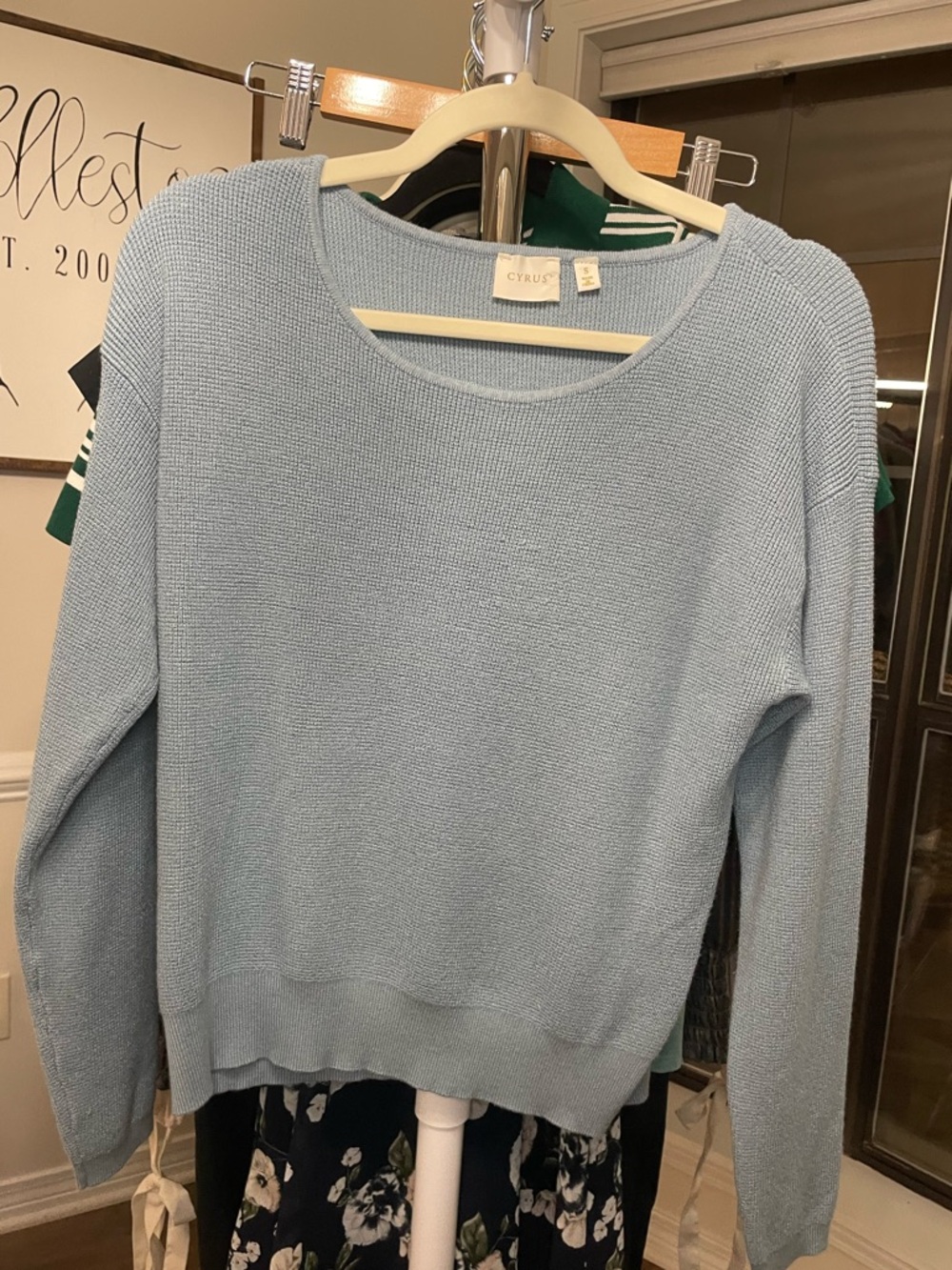 Cyrus Blue Knit Sweater Size Small Lightweight Pullover